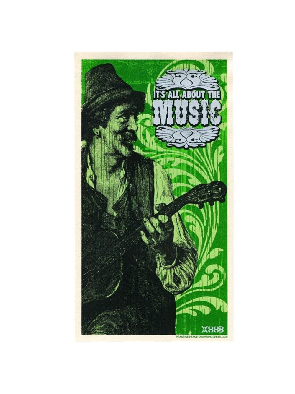 Jeff Wood It's All About the Music Screenprint 6x11" Guitar Player Art Print
